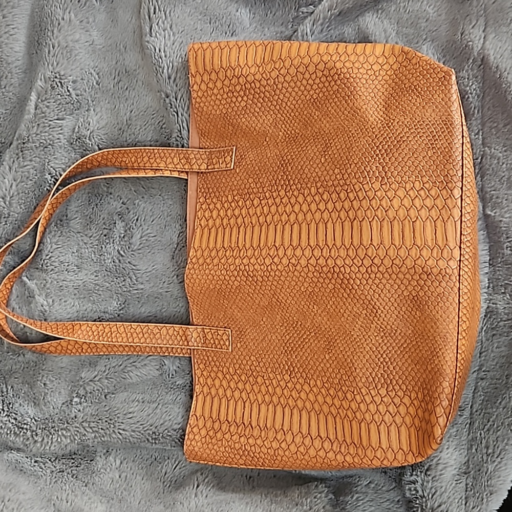 Camel Faux Leather Snake Skin Tote BLOOMINGDALES